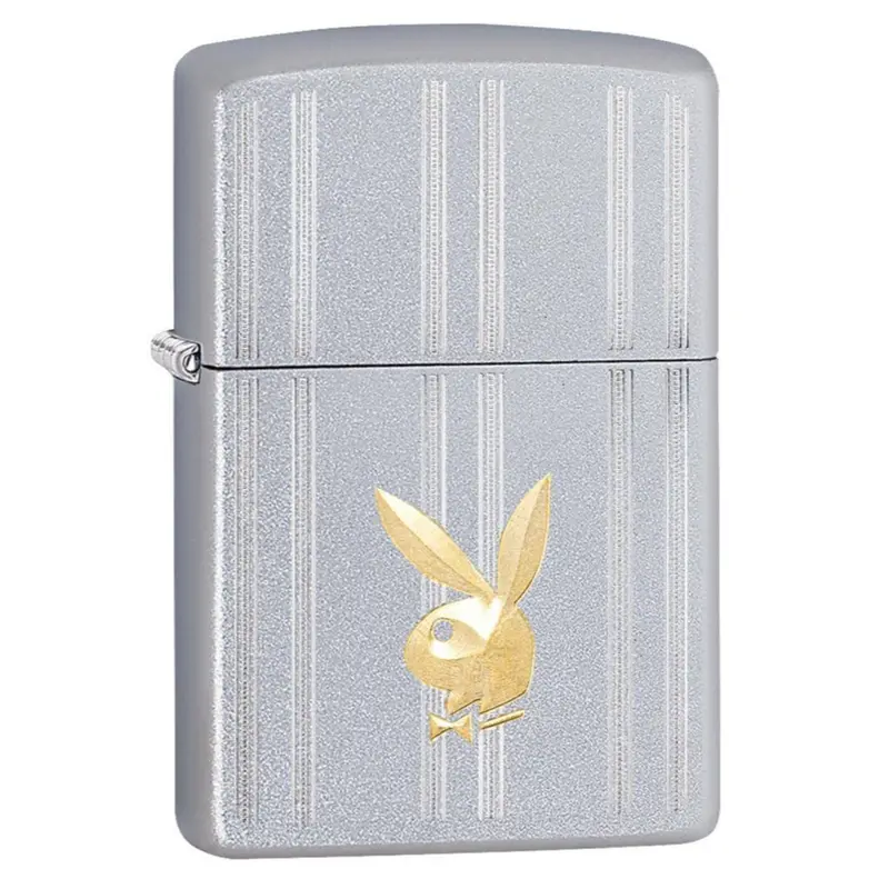 Zippo Satin Chrome Playboy Bunny Lighter #29777 1