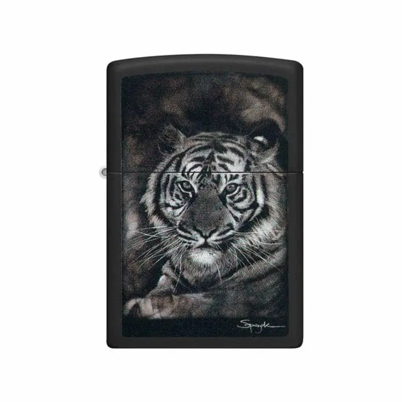 Zippo Spazuk Tiger Black Matte Lighter #49763 1