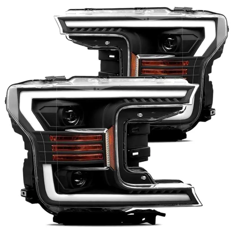 Alpharex Luxx Projector Headlights – 2018–2020 Ford F-150, Alpha Black W/ Drl & Activation Light 1