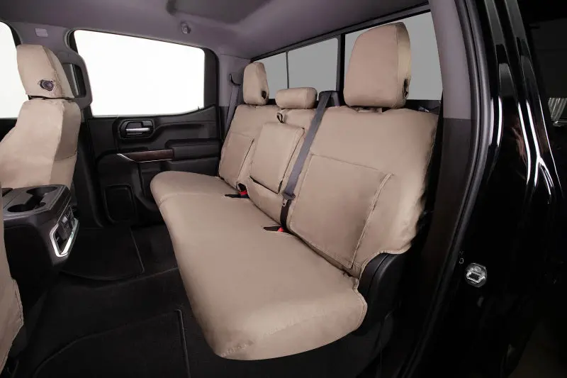 Covercraft Seatsaver Custom Front Seat Covers For 2014–2018 Dodge Ram – Polycotton Blend, Taupe 1