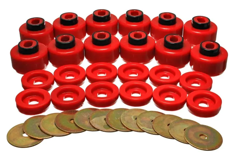 Energy Suspension Red Polyurethane Body Mount Kit For Enhanced Rigidity 1
