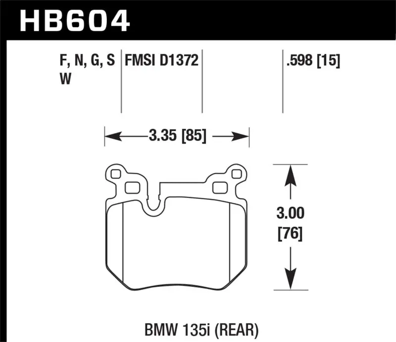 Hawk Hps 5.0 High-Performance Rear Brake Pads For 2008–2013 Bmw 135I 1
