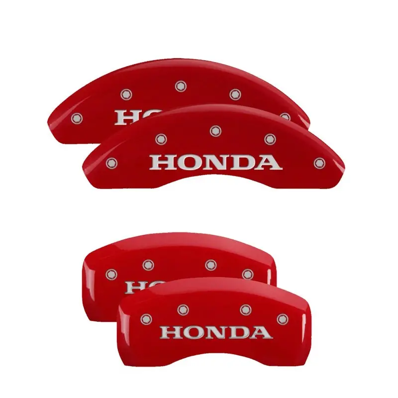 Mgp Engraved 4-Piston Caliper Covers For Honda – Red Finish With Silver Accents 1