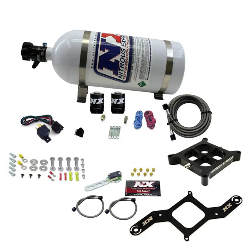 Nitrous Express Pro-Power Crossbar Nitrous Plate Kit – 4150-Style, Single-Entry, Supports 100–500 Hp, Includes 10Lb Bottle 1