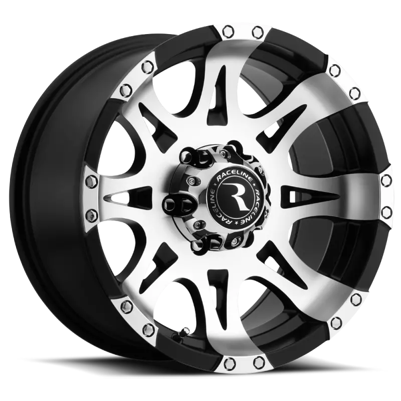 Raceline Raptor 18X9 Inch Alloy Wheel — 6X139.7Mm Bolt Pattern, -6Mm Offset, 106.1Mm Bore, Black & Machined Finish 1