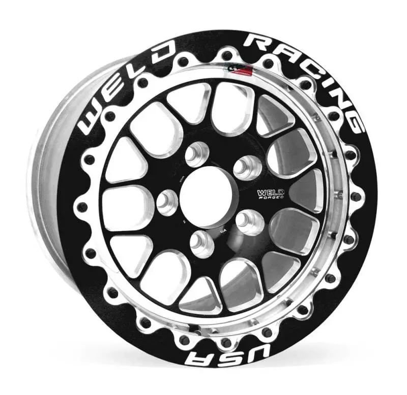 Weld S77 Beadlock Wheel – 15X9.33 Inches, 5X4.5 Bolt Circle, 3.5-Inch Backspace, Black Single Beadlock Mt 1